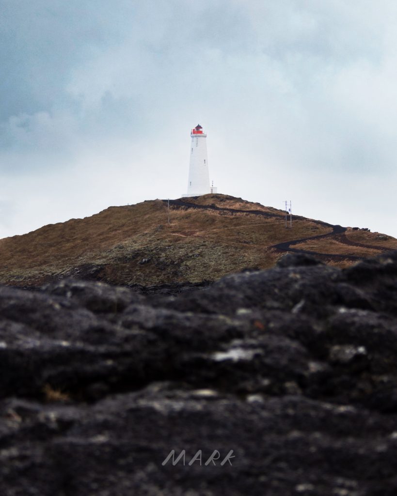 Photo of a lighthouse in Reykjanes, Iceland