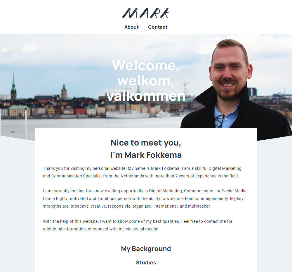 MarkFokkema.com, Mark's professional resume website