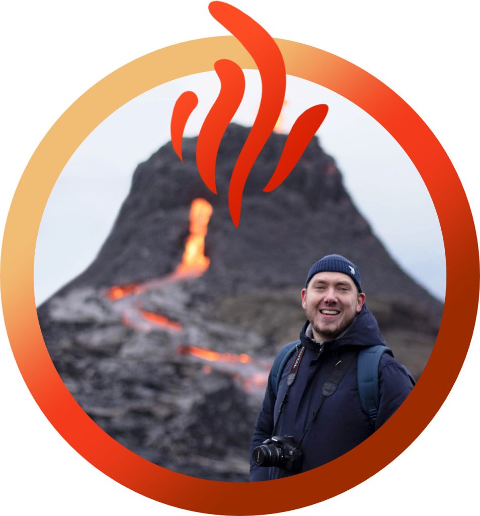 VulkaanIJsland.nl logo met een foto erin