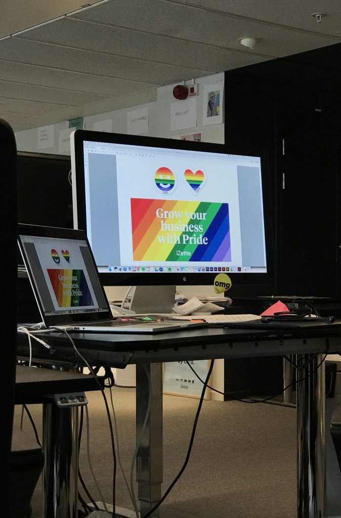 Zettle slogan voor de Stockholm Pride gedurende het ontwerpproces